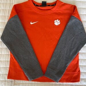 NIKE Orange Clemson Logo Wide band fleece lined sweatshirt! NWT